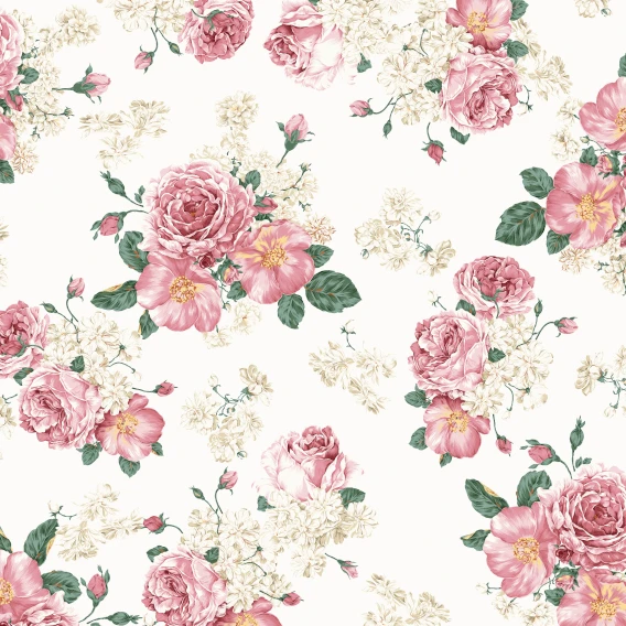 Vintage Pink Rose Floral Fabric Print Sample 568x568