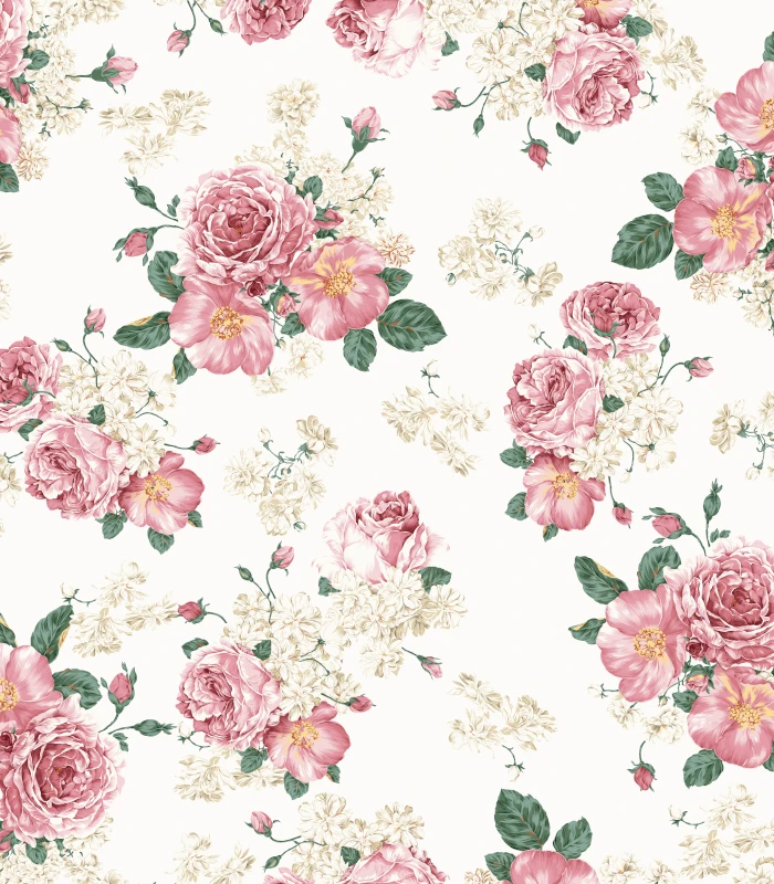 Vintage Pink Rose Floral Fabric Print 700x800