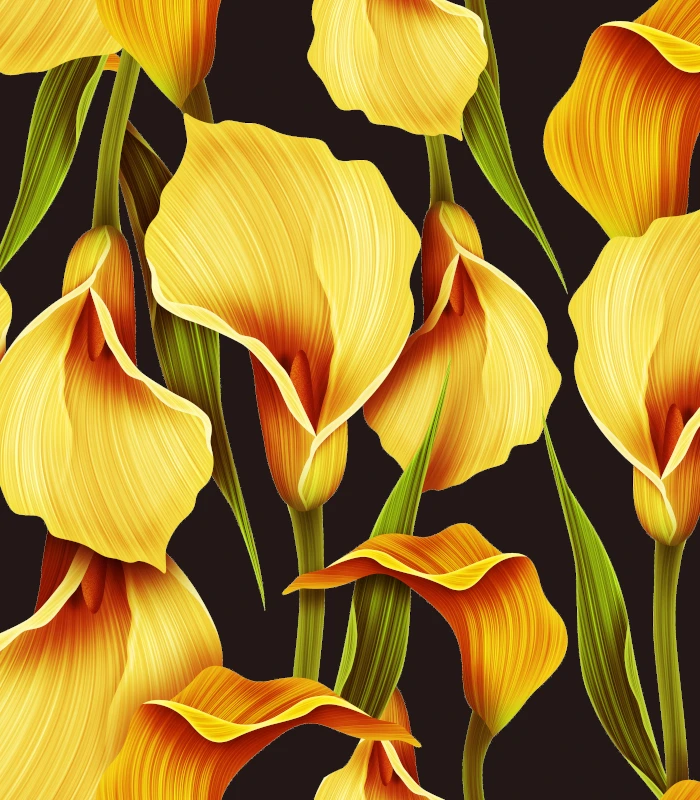Yellow Lily Floral Fabric Print 700x800