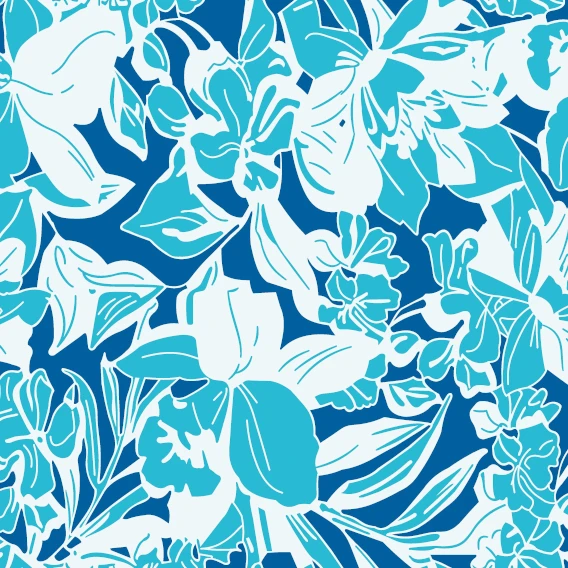 Blue Paisley Floral Fabric Print Sample 568x568