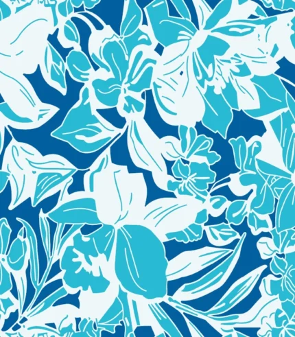 Blue Paisley Floral Fabric Print 700x800