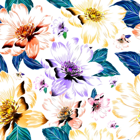 Radiant Hibiscus Floral Fabric Print Sample 568x568