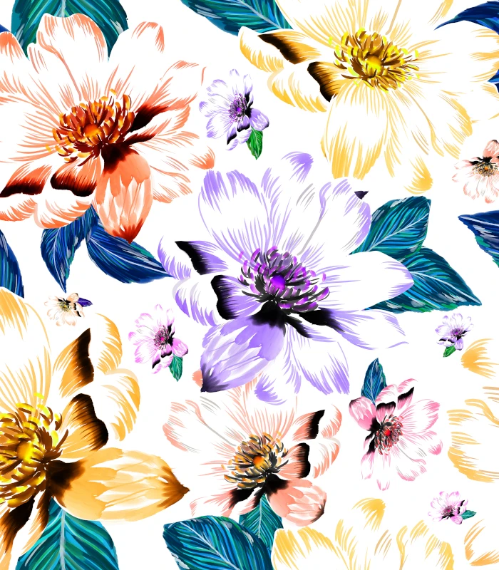 Radiant Hibiscus Floral Fabric Print 700x800